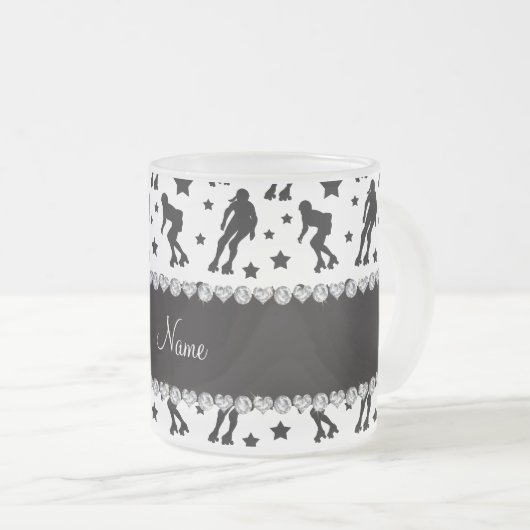 名前をカスタムするの白いローラーのダービーの星 フロストグラスマグカップ (正面右)