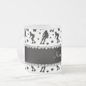 名前をカスタムするの白いローラーのダービーの星 フロストグラスマグカップ (正面左)