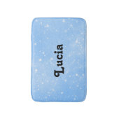 名前をカスタムするの白い星オンブルー バスマット (正面縦)