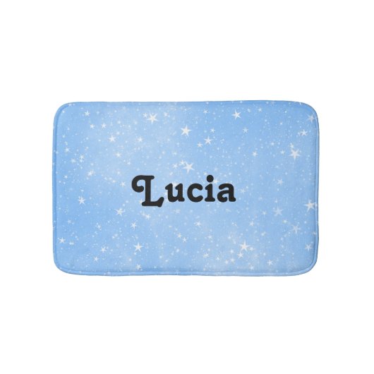 名前をカスタムするの白い星オンブルー バスマット (正面)