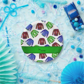 名前をカスタムするの白く醜いクリスマスのセーターパターン ペーパープレート (パーティー)