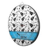 名前をカスタムするの白く黒いギター音楽ノート ダーツボード (正面右)