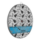 名前をカスタムするの白く黒いギター音楽ノート ダーツボード (正面左)