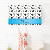 名前をカスタムするの白く黒いギター音楽ノート 横断幕 (インサイチュ)