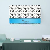 名前をカスタムするの白く黒いギター音楽ノート 横断幕 (トレードショー)