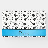 名前をカスタムするの白く黒いギター音楽ノート 横断幕 (横)