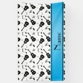 名前をカスタムするの白く黒いギター音楽ノート 横断幕 (縦)