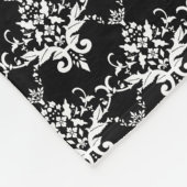 名前をカスタムするの白黒のダマスク織のピンクのグリッターの弓 フリースブランケット (角)