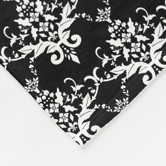 名前をカスタムするの白黒のダマスク織のピンクのグリッターの弓 フリースブランケット (角)