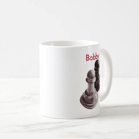 名前をカスタムするの白黒チェスの担保 コーヒーマグカップ (正面右)