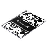 名前をカスタムするの白黒花のノート ノートブック (左側)