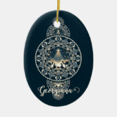 名前をカスタムするの神聖な星の疑問に思装飾曼荼羅 セラミックオーナメント (正面)