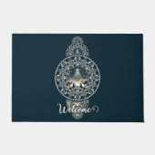 名前をカスタムするの神聖な星の疑問に思装飾曼荼羅 ドアマット (正面)