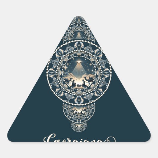 名前をカスタムするの神聖な星の疑問に思装飾曼荼羅 三角形シール (正面)