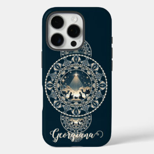 名前をカスタムするの神聖な星の疑問に思装飾曼荼羅 iPhone 16 PROケース