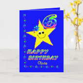 名前をカスタムするの第6誕生日の星 カード (黄色い花)