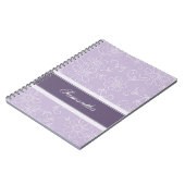 名前をカスタムするの紫色および白い花のノート ノートブック (左側)