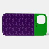 名前をカスタムするの紫色のダックスフントの緑のストライブ柄 Case-Mate iPhoneケース (裏面 (横))