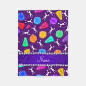 名前をカスタムするの紫色のチアリーティングのポンポン フリースブランケット (正面)