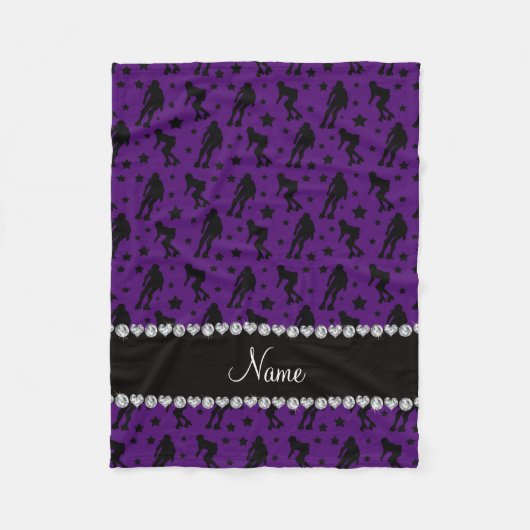 名前をカスタムするの紫色のローラーのダービーの星 フリースブランケット (正面)
