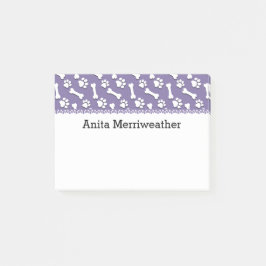 名前をカスタムするの紫色の犬用の骨および足V03 ポストイット