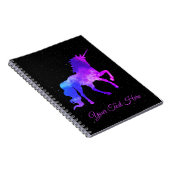 名前をカスタムするの紫色の銀河系のユニコーンの暗い星か宇宙 ノートブック (右側)