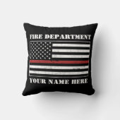 名前をカスタムするの細い赤線誇りを持った旗消防士 クッション (裏面)