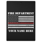 名前をカスタムするの細い赤線誇りを持った旗消防士 クリップボード (裏面)