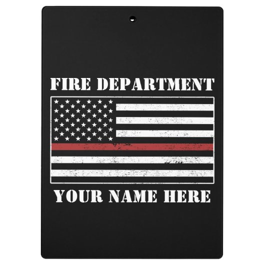 名前をカスタムするの細い赤線誇りを持った旗消防士 クリップボード (裏面)