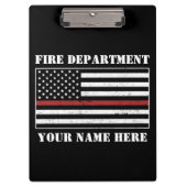 名前をカスタムするの細い赤線誇りを持った旗消防士 クリップボード (正面)