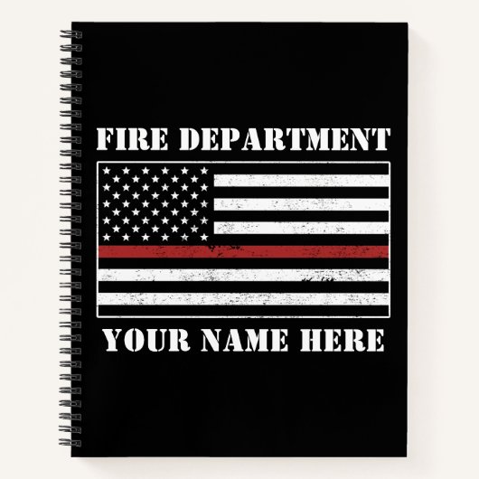 名前をカスタムするの細い赤線誇りを持った旗消防士 ノートブック (正面)