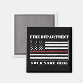 名前をカスタムするの細い赤線誇りを持った旗消防士 マグネット (正面/裏面)