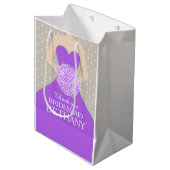 名前をカスタムするの結婚式の新婦付添人の服の紫色のバッグ ミディアムペーパーバッグ (正面アングル)