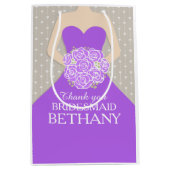 名前をカスタムするの結婚式の新婦付添人の服の紫色のバッグ ミディアムペーパーバッグ (正面)