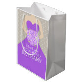 名前をカスタムするの結婚式の新婦付添人の服の紫色のバッグ ミディアムペーパーバッグ (裏面アングル)