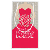 名前をカスタムするの結婚式の新婦付添人の服の赤いバッグ スモールペーパーバッグ (正面)