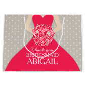 名前をカスタムするの結婚式の新婦付添人の服の赤いバッグ ラージペーパーバッグ (正面)