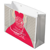 名前をカスタムするの結婚式の新婦付添人の服の赤いバッグ ラージペーパーバッグ (正面アングル)