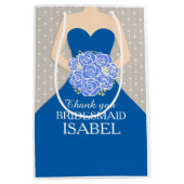 名前をカスタムするの結婚式の新婦付添人の服の青かばん ミディアムペーパーバッグ (正面)