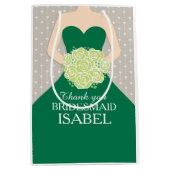 名前をカスタムするの結婚式の新婦付添人の緑の服のバッグ ミディアムペーパーバッグ (正面)