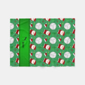 名前をカスタムするの緑のバレーボールのクリスマスパターン フリースブランケット (正面(横))