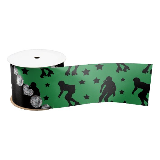 名前をカスタムするの緑のローラーのダービーの星 サテンリボン (リール)