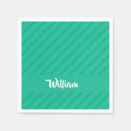 名前をカスタムするの緑の斜めのプラスチックテクスチャ スタンダードカクテルナプキン