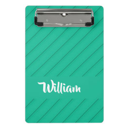 名前をカスタムするの緑の斜めのプラスチックテクスチャ ミニクリップボード