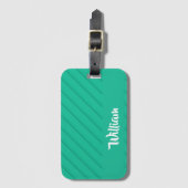 名前をカスタムするの緑の斜めのプラスチックテクスチャ ラゲッジタグ (正面縦)
