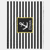 名前をカスタムするの航海のな白黒いかり フリースブランケット (正面)