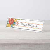 名前をカスタムするの花柄 デスクネームプレート (正面)
