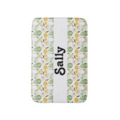 名前をカスタムするの花葉と白 バスマット (正面縦)