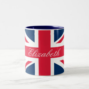 名前をカスタムするの英国国旗のマグ ツートーンマグカップ