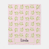 名前をカスタムするの茶色い猫の模様 フリースブランケット (正面)